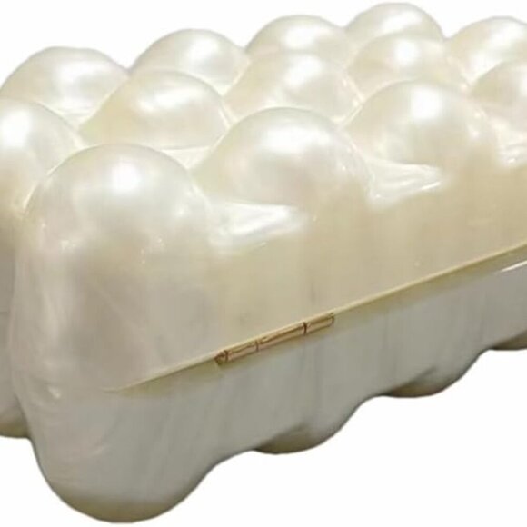 Brand New Pearl White Acrylic Marble Handbag Shoulder Bag for Formal Wedding Par - Picture 3 of 5